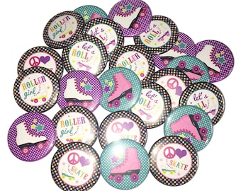 Roller Skate, 1", 1.25", 1.5", 2.25", Button, Skate, Skating, Skate Birthday, Skate Party Favor, Gift, Flatback, Pinback, Pin, Badge, SK013