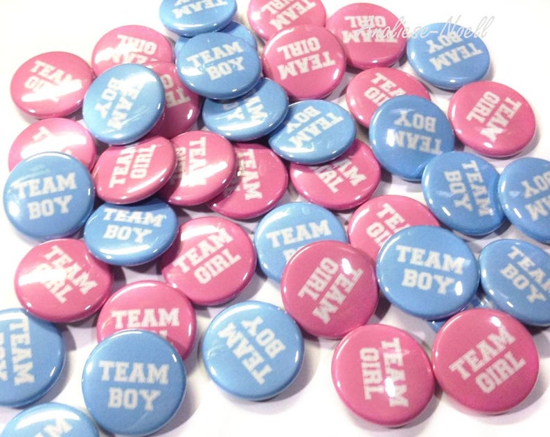 Gender Reveal, Pink, Blue, 1.25, 1.5, 2.25, Pinback Button, Baby Shower, Team Boy, Baby Reveal, Boy, Girl, Baby, Team Girl, VB101, VB121 image 2