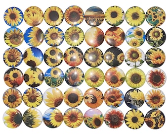 Sunflower Magnet, 1", 1.25", 1.5", 2.25", Button Magnet, Yellow Flower, Sunflower Decor, Sunflower Theme, Sun Flower, Sunflower, Fall, PF008