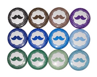 Mustache Magnet, 1", 1.25", 1.5", 2.25", Button Magnet, Mustache, BY009