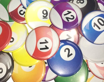 Pool Magnet, Billard Magnet, 1", 1.25", 1.5", 2.25", Button Magnet, Pool, Pool Theme, Pool Decor, Billard Theme, Billard, Party Favor, GM008