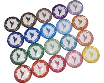Hummingbird, 1", 1.25", 1.5", 2.25", Button, Hummingbird Decor, Hummer, Bird, Gift, Baby Shower, Flatback, Pinback, Badge, BR018