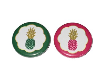Pineapple, Gender Reveal, Baby Reveal, Dark Green, Dark Pink, 1.25", 1.5", 2.25", Pinback Button, Baby Shower, Boy or Girl, VB481, VB477