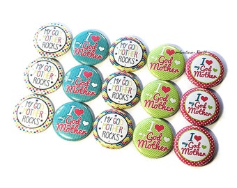 God Mother, 1", 1.25", 1.5", 2.25", Button, God Mother Gift, Catholic, God Mother Theme, God Mother Decor, Flatback, Pinback, Badge, FT019