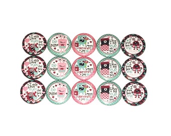 Valentine's Day Magnet, Monster Magnet, 1", 1.25", 1.5", 2.25", Button Magnet, Monster Theme, Monster Party Favor, Monster Decor, Love, V008