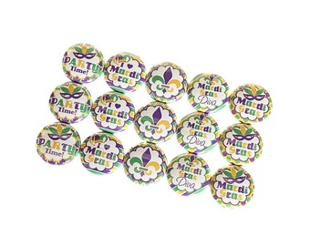 Mardi Gras, 1", 1.25", 1.5", Button, Mardi Gras Decor, Mardi Gras Theme, Mardi Gras Party Favor, New Orleans, Flatback, Pinback, Pin, MG004