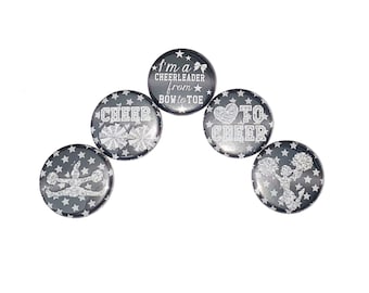 Black Cheer, Cheer, 1", 1.25", 1.5", Button, Cheer Theme, Cheer Decor, Cheerleading, Gift, Cheer Birthday, Poms, Flatback, Pinback, CD026