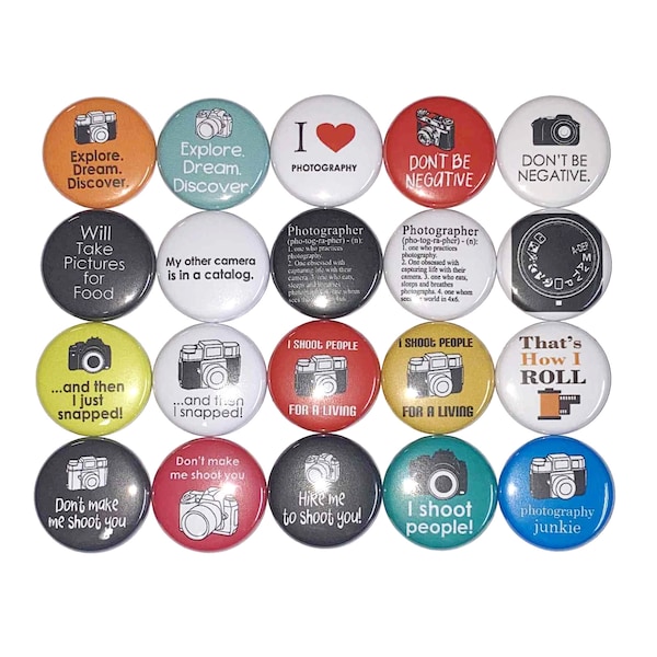 Photography Magnet, 1", 1.25", 1.5", 2.25", Button Magnet, Party Favor, Photographer, Camera, Photography Theme, Film, CP001