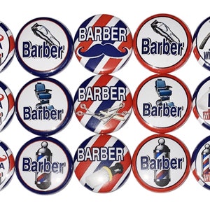 Barber Magnet, 1&quot;, 1.25&quot;, Button Magnet, Barber, Barber Party Favor, Barber Shop, Barber Theme, Barber Decor, Barber Gift, Mustache, PR001