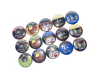 Teacher, 1", 1.25", 1.5", Button, School Button, Teach, Classroom, Teacher Gift, Party Favor, Back to School, Flatback, Pinback, Pin, SC007