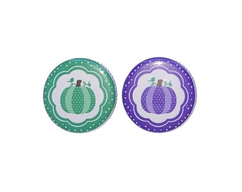 Pumpkin, Gender Reveal, Green, Purple, 1.25", 1.5", 2.25", Pinback Button, Thanksgiving, Shower, Baby Reveal, Girl or Boy, VB587, VB042