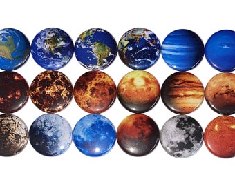 Planet Magnet, 1", 1.25", Button Magnet, Space, Earth, Planet, Space Magnet, Galaxy Magnet, Space Decor, Planet Theme, Party Favor, ZP005