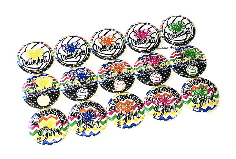 15 Buttons Volleyball Button Volleyball Pin Volleyball Party Favor SE011 Blue Volleyball Volleyball Ready to Ship 1 Pinback Button