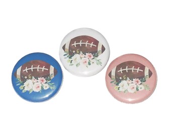 Footballs, 1", 1.25"1.5", 2.25", Buttons, Football Theme, Football Decor, Football Party Favor, Football Birthday, Flatback, Pinback, SE061