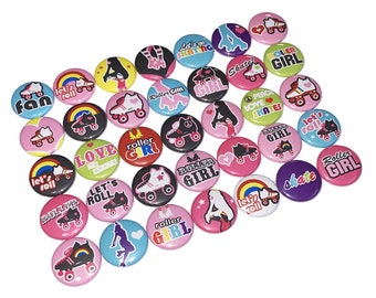 Roller Skate, 1", 1.25", 1.5", Button, Skating, Roller Skate Decor, Skating Theme, Skating Rink, Party Favor, Flatback, Pinback, SK003