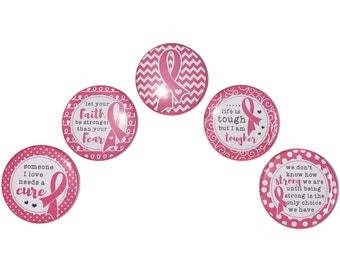Pink Ribbon Magnet, 1", 1.25", 1.5", 2.25", Button Magnet, Pink Ribbon, Pink Ribbon Theme, Pink Ribbon Awareness, Breast Cancer, Pink, CA009