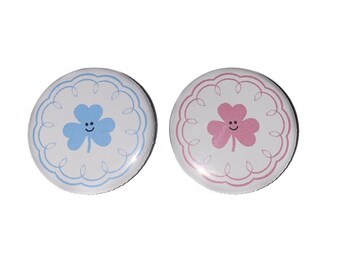 Gender Reveal, St. Patrick's Day, Pink, Blue, 1.25", 1.5", 2.25", Pinback Button, Shamrock, Shower, Pink Clover, Blue Clover, VB528, VB553