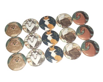 Woodlands, 1", 1.25", 1.5", 2.25", Button, Fox, Bear, Wolf, Eagle, Horse, Woodland Decor, Party Favor, Birthday, Flatback, Pinback, WA002