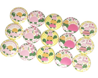 Turtle, 1", 1.25", 1.5", 2.25", Button, Turtle Theme, Turtle Party Favor, Turtle Decor, Turtle Gift, Flatback, Pinback, Pin, Badge, AR001