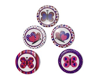 Butterfly Magnet, 1", 1.25", Button Magnet, Purple Butterfly, Pink Butterfly, Butterfly Decor, Butterfly Theme, Butterfly, Party Favor, B007