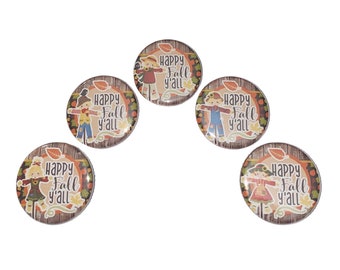 Fall, Scarecrows, 1", 1.25", 1.5", Button, Fall Button, Scarecrow Party Favor, Fall Flatback, Fall Pinback, Scarecrow Pin, FL007