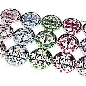 Medical Assistant, 1&quot;, 1.25&quot;, Button, Medical Theme, MA, Party Favor, Medical Assistant Gift, Medical Decor, Flatback, Pinback, Badge, MA001