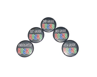School Rocks, 1", 1.25", Button, Kindergarten Rocks, 1st Grade Rocks, 2nd Grade Rocks, 3rd Grade Rocks, 4th Grade Rocks, SC012