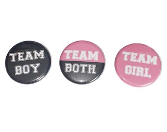 Gender Reveal, Twins, Black, Pink, 1.25", 1.5", 2.25", Pinback Button, Team Both, Reveal, Twin Reveal, Baby Shower, VB150, VB121, VB419