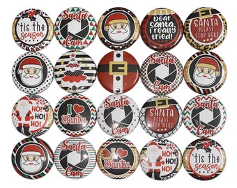 Christmas Magnet, Santa Magnet 1", 1.25", 1.5", Button Magnet, Santa, Christmas Theme, Holiday Magnet, Xmas Magnet, X047