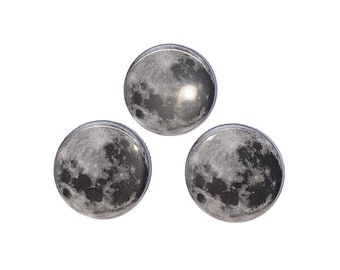Moon, 1", 1.25", Button, Moon Party Favor, Moon Theme, Moon Decor, Moon Birthday, Gray Moon, Grey Moon, Flatback, Pinback, Pin, Badge, ZP008