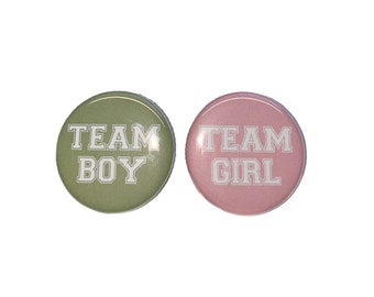 Gender Reveal, Moss Green, Rose Pink, 1.25", 1.5", 2.25", Pinback Button, Dusty Green, Light Pink, Baby Shower, Vote, VB570, VB565