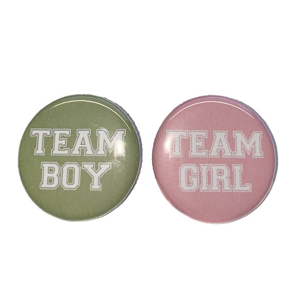 Gender Reveal, Moss Green, Rose Pink, 1.25", 1.5", 2.25", Pinback Button, Dusty Green, Light Pink, Baby Shower, Vote, VB570, VB565