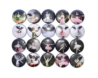 Ballerina Magnet, Gothic, 1", 1.25", 1.5", 2.25", Button Magnet, Ballet Magnet, Goth Theme, Ballet Gift, Ballerina, Bats, Dance, D010
