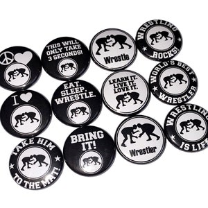 Wrestler, 1&quot;, 1.25&quot;, 1.5&quot;, Button, Wrestling, Wrestling Decor, Wrestling Theme, Party Favor, Gift, Birthday, Flatback, Pinback, Pin, SE022