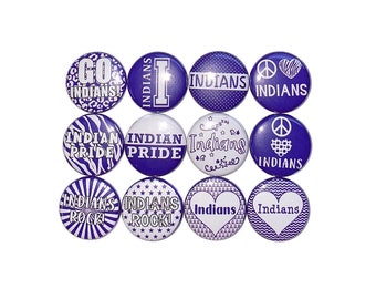Indian Magnet, Purple, White, 1", 1.25", 1.5", 2.25", Button Magnet, Indian Theme, SM069