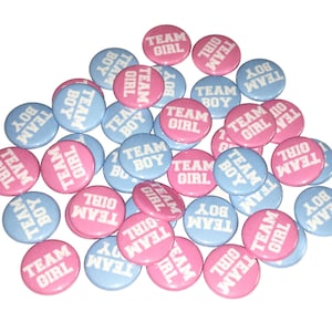 Gender Reveal, Pink, Blue, 1.25, 1.5, 2.25, Pinback Button, Baby Shower, Team Boy, Baby Reveal, Boy, Girl, Baby, Team Girl, VB101, VB121 image 1