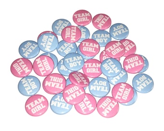 Gender Reveal, Pink, Blue, 1.25", 1.5", 2.25", Pinback Button, Baby Shower, Team Boy, Baby Reveal, Boy, Girl, Baby, Team Girl, VB101, VB121