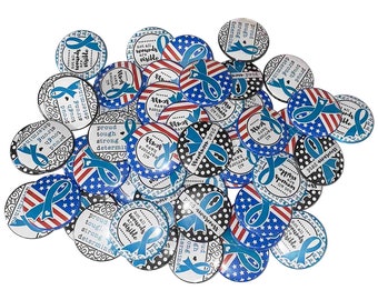 PTSD Ribbon, 1", 1.25", 1.5", 2.25", Button, PTSD, Awareness, Veteran PTSD, Teal Ribbon, Military, Support Troops, Flatback, Pinback, MH002