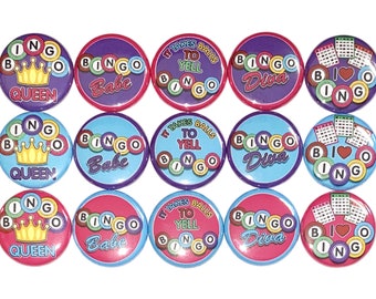 Bingo Magnet, 1", 1.25", Button Magnet, Bingo, Bingo Decor, Party Favor, Bingo Gift, Bingo Theme, Pink, Blue, Purple, GM003