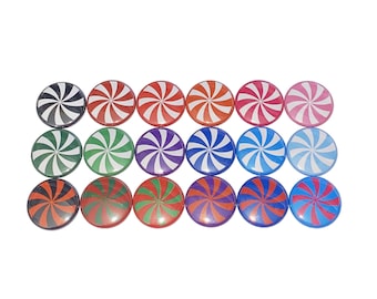 Peppermint Magnet, 1", 1.25", 1.5", 2.25", Button Magnet, Peppermint, Christmas Candy, Halloween Candy, Christmas, Xmas Candy, FD023
