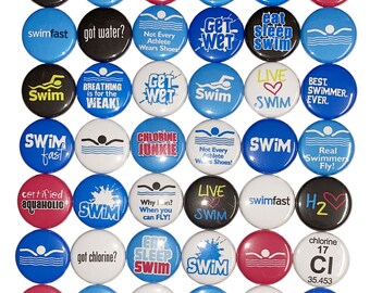Swimmer Magnet, 1", 1.25", 1.5", 2.25", Button Magnet, Party Favor, Swim Team, Swim Theme, Swim Decor, Swimmer, Birthday, Swimming, WS004