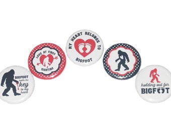 Bigfoot Magnet, 1", 1.25", 1.5", 2.25", Button Magnet, Valentine, Sasquatch, Valentine Theme, Valentine Decor, Magnet, Love, Heart, MC019