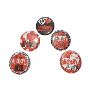 Archery, Imperfect, 1.25&quot; Pinback Button, 5 Buttons, Ready to Ship, SE001