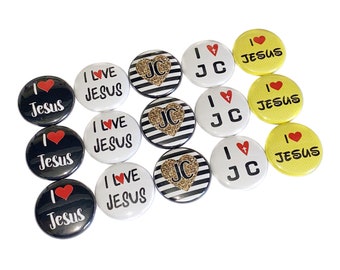 Jesus, Christian, 1", 1.25", 1.5", 2.25", Button, Jesus Decor, Jesus Theme, Party Favor, VBS, Sunday School, Flatback, Pinback, Pin, FT041