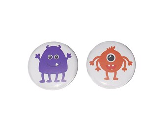 Monster, Gender Reveal, Purple, Orange, 1.25", 1.5", 2.25", Pinback Button, Girl or Boy, Baby Reveal, Halloween, Baby Vote Pin, VB055, VB063