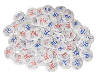 Gender Reveal, Fireworks, Blue, Red, 1.25", 1.5", 2.25", Pinback Button, Baby Reveal, He or She, Patriotic, July 4th, VB506, VB508