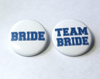 Bachelorette Party, Royal Blue, White, 1.5", 2.25", Pinback Button, Bachelorette Pin, Bridal Party Favor, Bride, Bridal Shower, BW055, BW135