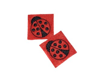 Ladybug Felt, 2 Felts, Ladybug, Red, Black, Unfinished, Craft Supply, Red Ladybug, Size 1 of 4, EMB051