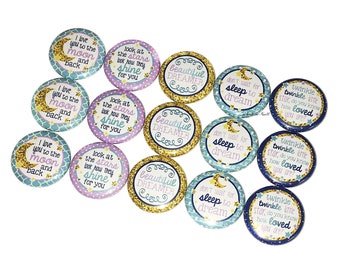 Dream Quote, 1", 1.25", 1.5", 2.25", Button, Inspirational Gift, Moon, Star, Sleep, Quote Decor, Party Favor, Quote, Flatback, Pinback, Q005