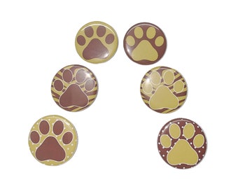 Paw Magnet, Gold, Maroon, 1", 1.25", 1.5", Button Magnet, Paw Theme, Paw Decor, Animal Paws, Paw Prints, Magnets, Office Decor, Paws, PP003